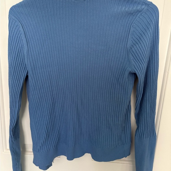 LOFT Ribbed Blue Cardigan - Picture 2 of 3